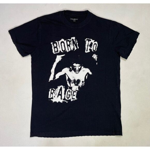 Mckoy Deluxxe Born To Rage Graphic T-shirt Men Medium Black Short Sleeve Music - Picture 1 of 5
